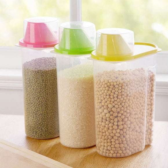 HEANUJJ 1Set Airtight Cereal Containers with Pour Spout Rectangular Plastic for Pantry Bins