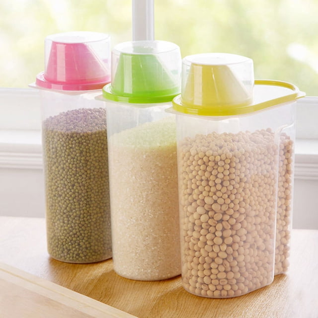 HEANUJJ 1Set Airtight Cereal Containers with Pour Spout Rectangular Plastic for Pantry Bins