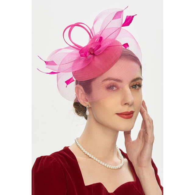 Pink Heardband Tea Party Fascinator Kentuckys Derbys Hat Fascinator Pillbox Hat Headband for Cocktail