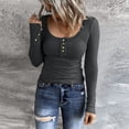 thumbnail image 1 of WILLBEST Womens Shirts Trendy 2025 Women Long Sleeve T Shirts Button Down Slim Fit Tops Neck Ribbed Knit Shirts, 1 of 6
