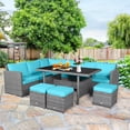 thumbnail image 1 of Patiojoy 7-Piece Wicker Patio Furniture Set Outdoor Rattan Sofa Set Conversation Couch Set Turquoise, 1 of 10