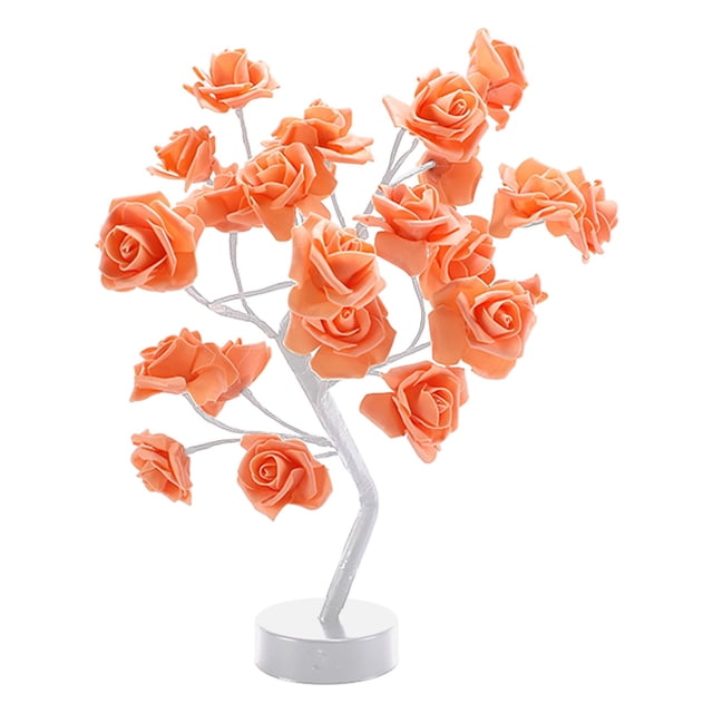 Desk Lamps for Home Office Rose Table Tree Lamp 24Led Desktop Bonsai Lighting Tree Battery Powered Usb Plug Powered Tree Lamp Rose Table Tree Lamp Suitable for Family Gatherings Led Desk Lamp