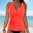 thumbnail image 2 of NIEWTR V-Neck Tankini Tops For Women Backless Adjusting Strap Bathing Suits Tummy Control Push Up Swimsuit Top(Watermelon Red,L), 2 of 9