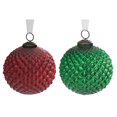 thumbnail image 1 of 4" Glass Diamond Ornament (Red + Green) - Set of 4, 1 of 1