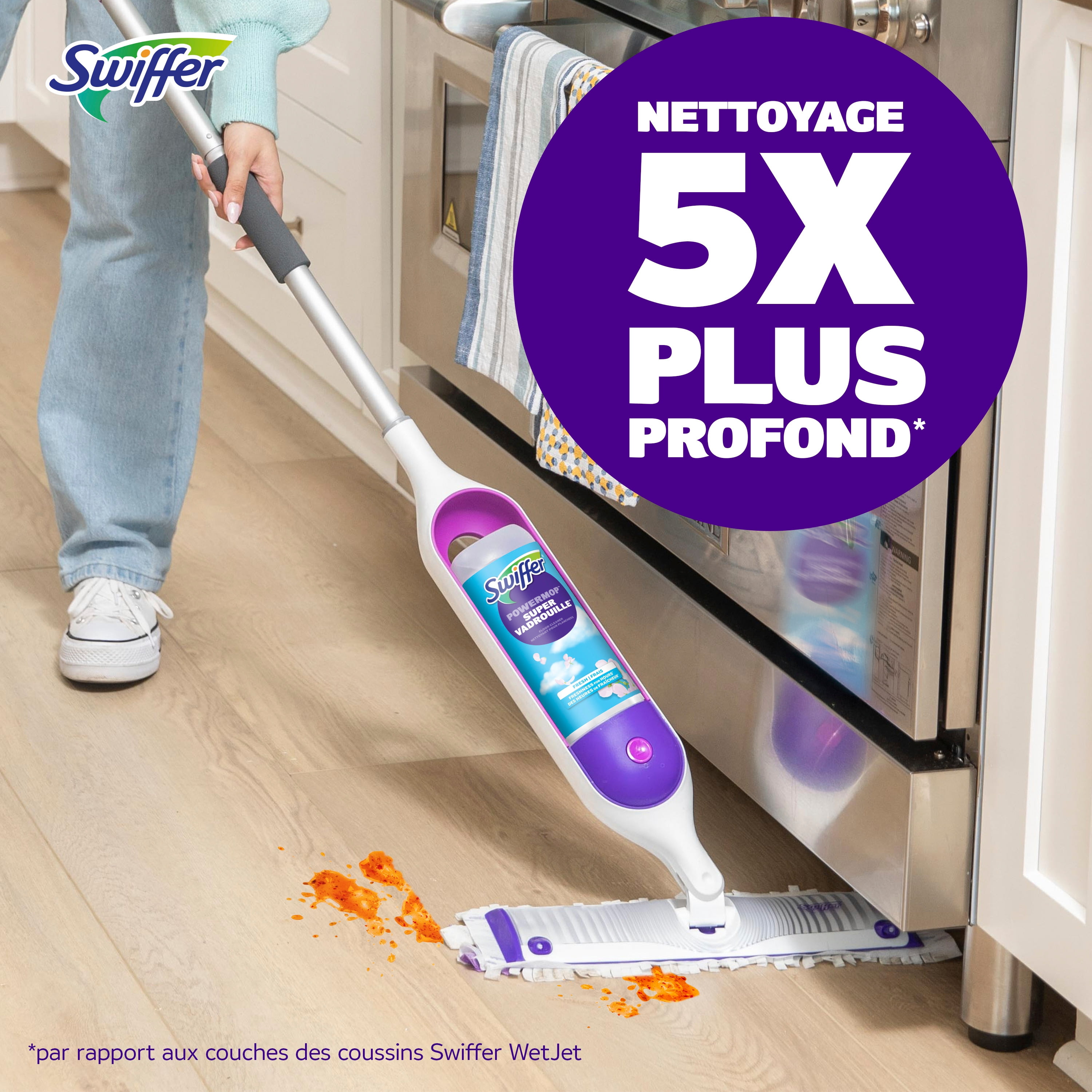Swiffer PowerMop Multi-Surface Mop Kit for Floor Cleaning, Fresh Scent, Mopping Kit Includes PowerMop, 2 Mopping Pad Refills, 1 Floor Cleaning Solution with Fresh Scent and 2 batteries