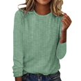thumbnail image 1 of WTXUE T-Shirts à Manches Longues, Chandails à Col Rond pour Femmes Automne Hiver Décontractés à Rayures T-Shirt Haut Rayé Hauts Décontractés pour Femmes Vert/à Rayures TTG, 1 of 5