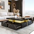 thumbnail image 3 of Noble House Table Basse Carrée Moderne de 43,3 Po avec Rangement et 4 Tiroirs, Noir, 3 of 9