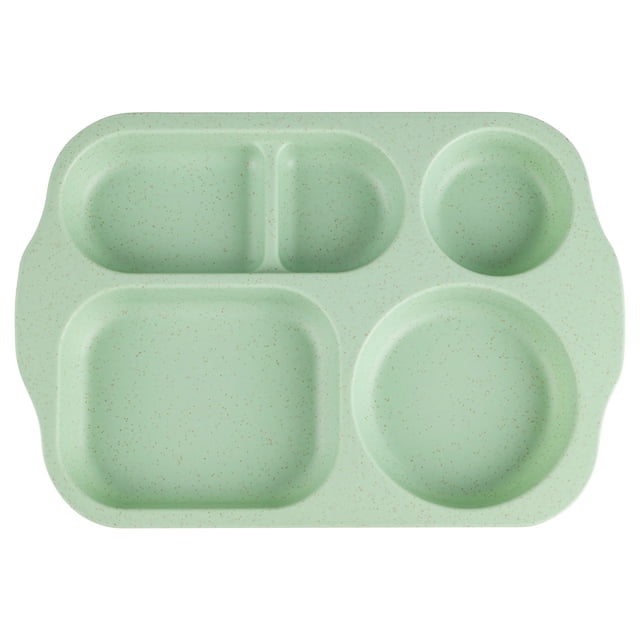 Fesfesfes Wheats Straw Kids Meal Plates Childrens Divided Plates Student Lunch Tray Thickened Cafeteria Style Compartment Tableware Reusable