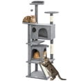thumbnail image 1 of PawHut 54" Cat Tree Tower with Scratching Posts, Cat Condos, Light Grey, 1 of 10