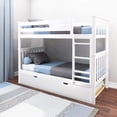 thumbnail image 1 of BEDSMART Solid Wood Twin Over Twin Bunk Bed With Trundle | White, 1 of 6