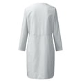 thumbnail image 5 of Daiosportswear Robe en Lin et Coton pour Femmes, Robe Chemise à Boutons à Manches Longues, Col Rond, Robe Habillée Décontractée Mini avec Robe Femme, Robes pour Femmes Blanc Moyen(m), 5 of 5