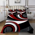 thumbnail image 1 of Erosebridal Ensembles de Courtepointe Blanc Noir Rouge Gris pour Lit Simple, Ensemble de Lit à Carrés Géométriques, Décor de Chambre Moderne 2 Pcs, 1 of 5