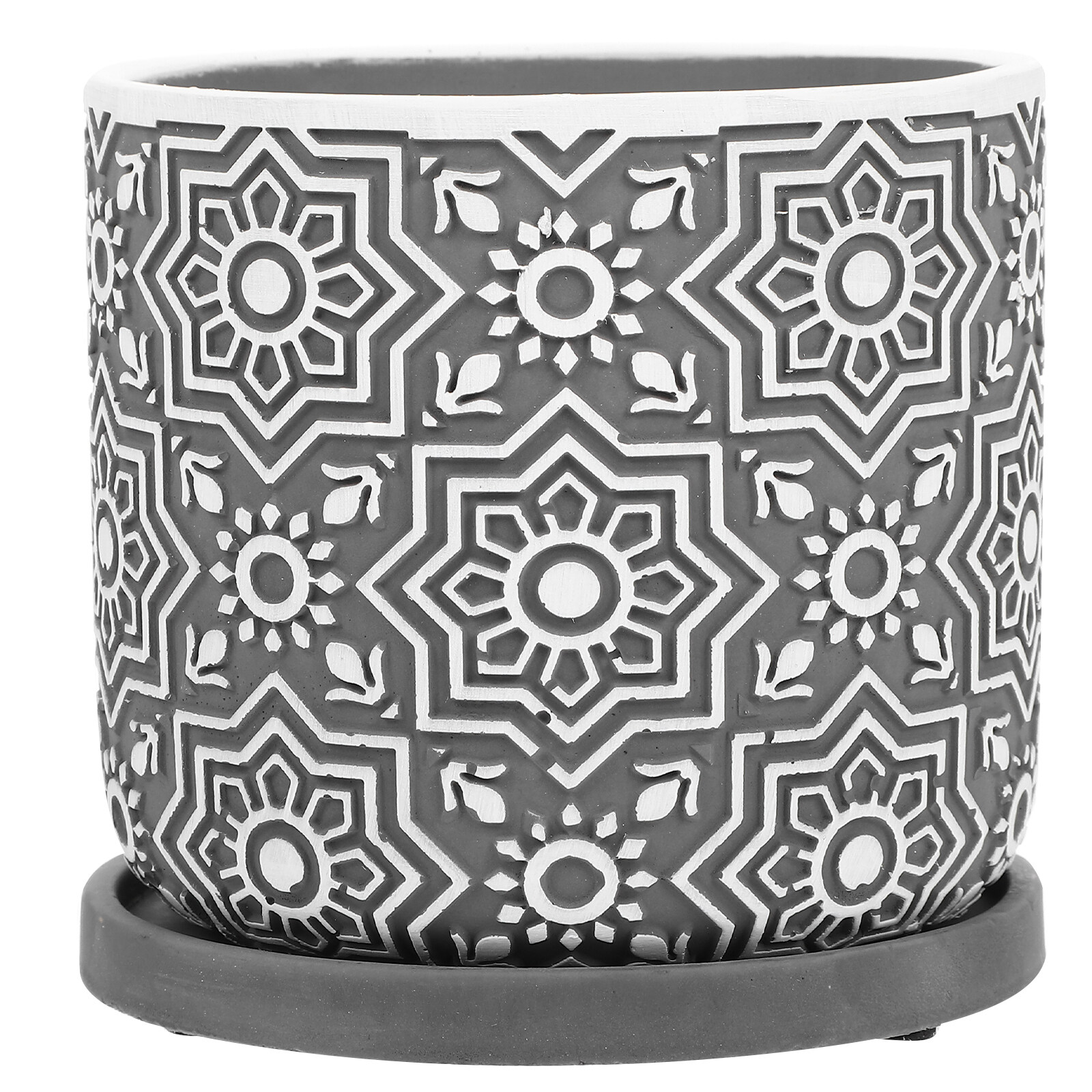 1 Set Flower Planting Pot Succulent Plant Pot Cement Flower Planter with Tray