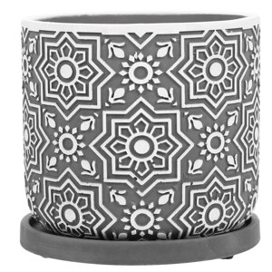 1 Set Flower Planting Pot Succulent Plant Pot Cement Flower Planter with Tray