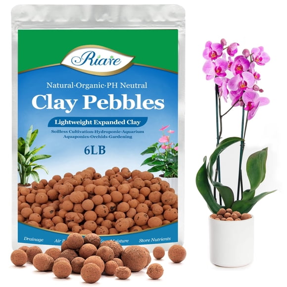 Riare Billes d'Argile Expansées Biologiques 6 LBS - 4mm-16mm Boules de Leca Naturelles Légères Billes d'Argile Hydroponique Aggloméré pour Plantes d'Intérieur, Culture Hydroponique, Drainage des Plantes, Aquaponie