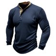 thumbnail image 1 of RKSTN Mens Sweatshirt knit Beefy Muscle Basic Solid Pure Color Shirts Long Sleeve V Neck Blouse Tops with Buttons, 1 of 7