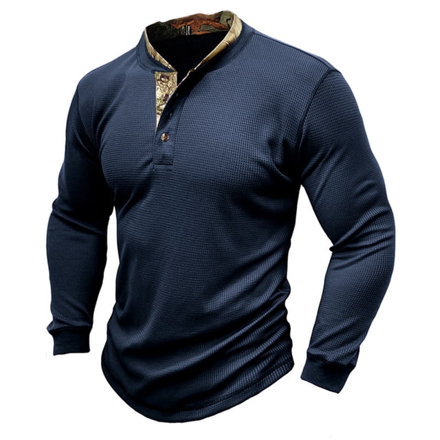 RKSTN Mens Sweatshirt knit Beefy Muscle Basic Solid Pure Color Shirts Long Sleeve V Neck Blouse Tops with Buttons