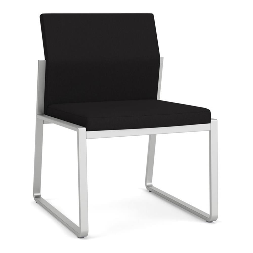 Gansett Reception Waiting Room Armless Guest Chair / Silver Steel / Black