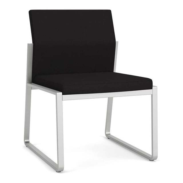 Gansett Reception Waiting Room Armless Guest Chair / Silver Steel / Black