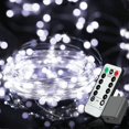 thumbnail image 1 of Plug in Fairy Lights with Remote Control Timer, 8 Modes 33ft 100 LED Dimmable String Lights, Waterproof Firefly Starry Lights Twinkle Lights for Indoor Outdoor Decoration, UL-Listed, White, 1 of 7