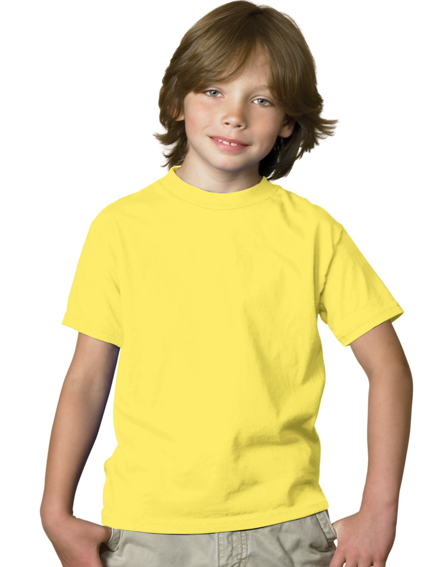 Hanes T-Shirt Lourd pour Garçon 5,2 oz COMFORTSOFT, m, Jaune