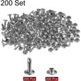 thumbnail image 3 of 200 Sets Leather Rivets 12 x 8mm Metal Double Cap Rivet Snaps Studs Fasteners with 3pcs Setting Tools Rivets for Leather Craft DIY Repair Decoration, Silver Tone, 3 of 7
