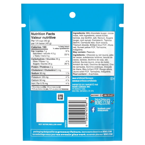 M&M'S, Mini Milk Chocolate Candies, Sharing Bag, 165g