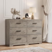 Dresser for Bedroom with 6 Drawers, Modern Closet Dressers Chest of Drawers with Metal Handle, Wooden Dresser Organizer for Bedroom, Living Room, Hallway