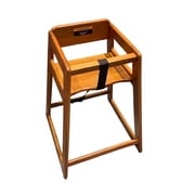 TOYTEXX Wooden High Chair, 20" Baby Dining Chair with Harness, Wide Base, Light Brown (Ages 6 Months & Up)