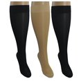 thumbnail image 1 of 3 Paires Transparentes de Bas de Compression pour Femmes Petites/moyennes, Compression Graduée Modérée/moyenne 15-20 mmHg. Bas Thérapeutiques, Professionnels, de Voyage et d'Avion Jusqu'au Genou. Couleurs Assorties : 1 Nude, 2 Noir., 1 of 4