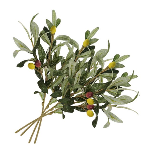 Xingzhi 4pcs Artificial Olive Branch Simulation Greenery Home Office Table Ornament Plastic Fake Plant