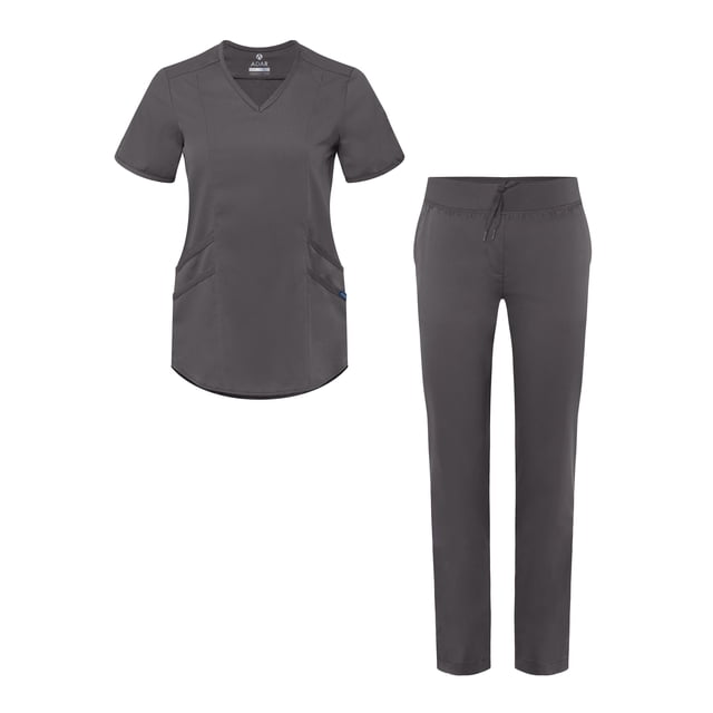 Adar Pro Scrub Set for Women - Modern V-Neck Scrub Top & Tailored Yoga Scrub Pants
