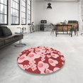 thumbnail image 4 of Ahgly Tapis d'Intérieur Lavable en Machine Carré Transitionnel Rose Profond, 5 Pieds Carré, 4 of 7