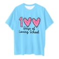 thumbnail image 4 of LUOGENLI T-Shirt pour Filles Enfants Mode Décontractée Imprimé Col Rond Ample Manche Courte T-Shirt Haut Chemises pour Filles Tendance Été Plus Bleu Clair 8-9 Ans, 4 of 4