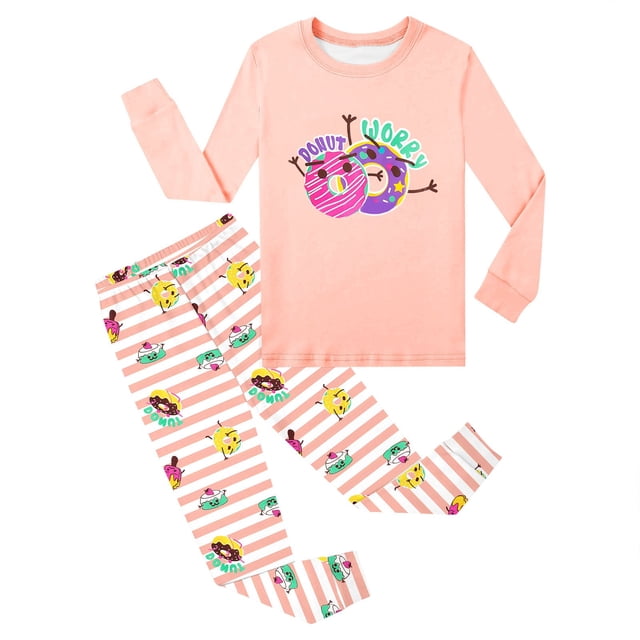 Ensemble de Pyjama pour Enfants, Chandail à Enfiler à Col Ras du Cou, Doux, d'Été, Pyjama pour Filles, Taille 5-6 Ans