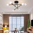thumbnail image 3 of Ceiling Semi Flush Mount Ceiling Light 6-Light Pendant Lighting Ceiling Light Black Gold 1, 3 of 8