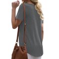 thumbnail image 2 of Birdeem T-Shirt à Boutons pour Femmes, Décontracté, Ample, Uni, Col Ras du Cou, Manches Courtes, 2 of 6