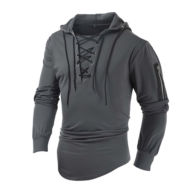 FAIWAD Men's Long Sleeve Drawstring Sweatshirts Drop Shoulder Zip Hooded Sweatshirts Trendy Spring Tops