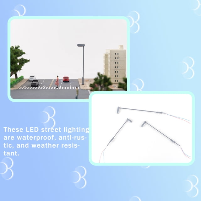 Model Layout Lights Sturdy Train Layout Toys Scale Lamppost Miniatures Decoration Mini Garden Lamps Sand Plate Building (1:150)(White Light)