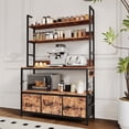 thumbnail image 4 of 5-Tier Kitchen Baker's Rack with Charging Station – Drawers, Storage Cabinet & 10 Hooks – Industrial Microwave Stand – Rustic Utility Shelf, Freestanding Coffee Bar Organizer with Power Outlet, 4 of 7