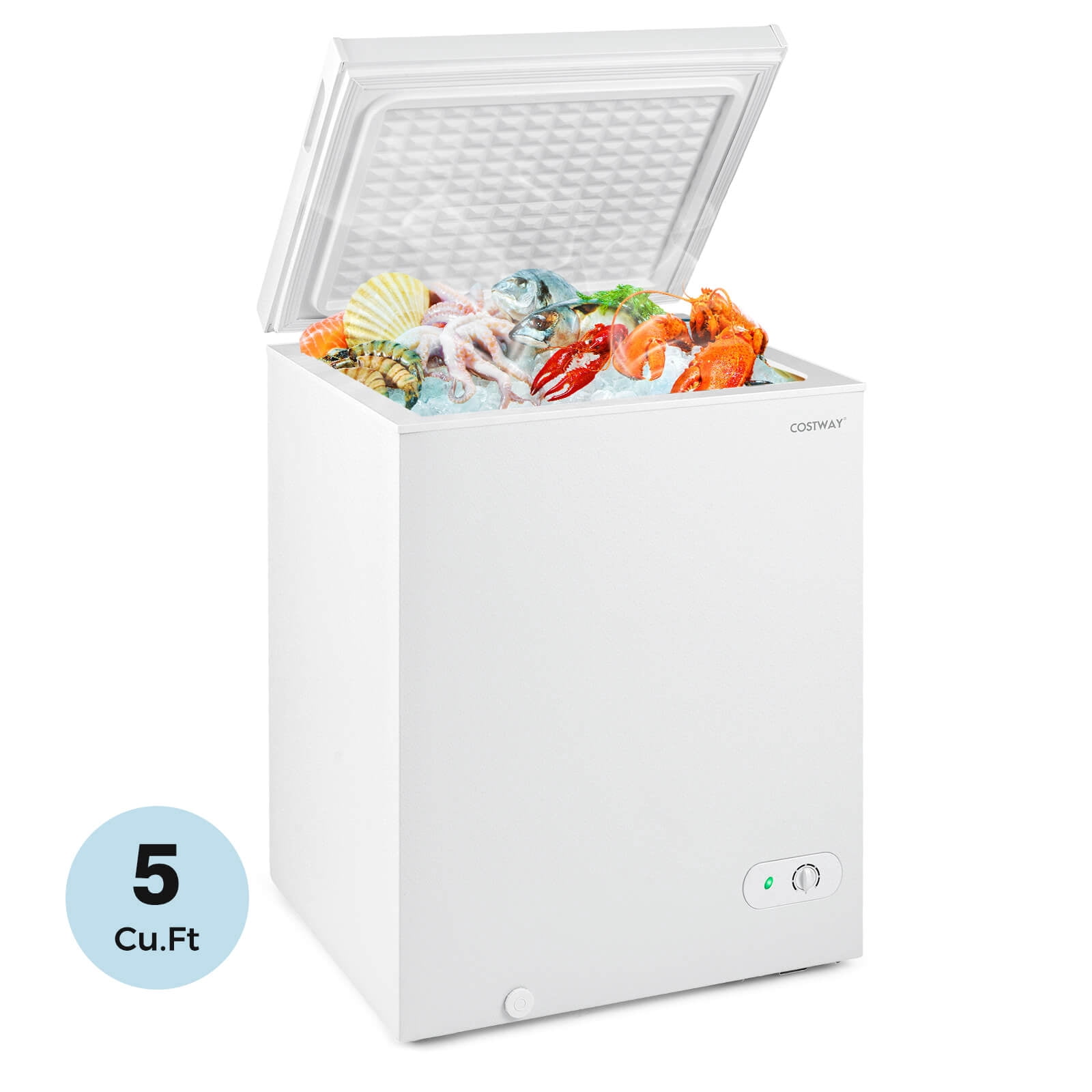 Costway Congélateur coffre compact 5 pi³ avec température réglable à 7 niveaux pour la maison,