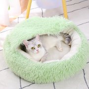 LSLJS Semi Enclosed Kitty Bed Indoor Pet Bed with Cover Non Slip Artificial Fluff Shells Shaped Pet Bed Dog Bed Winter Warm Cats Bed, Plush Cat Bed Dog Bed Mats
