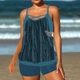 thumbnail image 1 of UPPADA Women Tankini Swimsuits Set Two Piece Tummy Control Bathing Suit Racerback Flowy Swimwear Swim Dress with Bra Skirted Bathing Suit Modest Swimwear with Shorts on Clearance Blue,M, 1 of 6