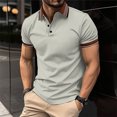 thumbnail image 1 of Haut pour Hommes à Col Rabattu à Boutons, Manches Courtes, Rayé, Haut de Sport, Chemise, 1 of 6