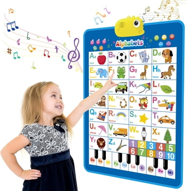 Adofi Tableau Mural Électronique de l'Alphabet, Jouets d'Apprentissage de l'Alphabet et des Chiffres pour Tout-Petits de 2 Ans, Jouets Éducatifs pour Garçons et Filles de 2 3 4 5 Ans, Jouets d'Apprentissage ABC 2-4 avec Dinosaure Pron-Blue
