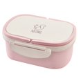 thumbnail image 2 of Oleegame 1PC Stainless Steel Cutlery Set Portable Wheat Straw Double Layer Thermal Box Lunch Containers For Adults Lunch Boxes For Kids Pink, 2 of 3