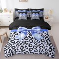 thumbnail image 1 of Erosebridal Ensemble de Literie avec Nœud de Rêve, Taille Grand, Imprimé Guépard, Ensemble de Couette avec Draps, Bleu Noir, Réversible 7 Pcs, 1 of 5