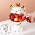thumbnail image 3 of Lucky Cat Statues Feng Shui Figurine Sculpture Home Key Animal Sculpture Sundries Storage Home Decor White, 3 of 8