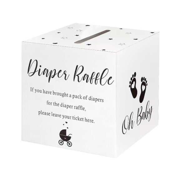 TopLLC Party Favors, Party Decorations, Party Supplies 50 Diaper Lottery Coupon With Box Baby Bath Game Invitation Diaper Lottery Card Gender Reveal Baby Bath Party Decorative Table Center a lottery