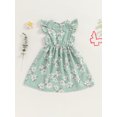 thumbnail image 3 of EYIIYE Robe Midi d'Été pour Petite Fille 1T-8T, Robe Trapèze à Manches Volantées pour Tout-Petit, Imprimé Floral, Col Rond, Robe Décontractée, Col Rond, Robe de Princesse à Fleurs pour Fête, Mode pour Enfants, Vêtements Mignons pour les Vacances, 3 of 6